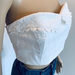 THE GREAT + EYLAT LACE COTTON STRUCTURED TUBE TOP